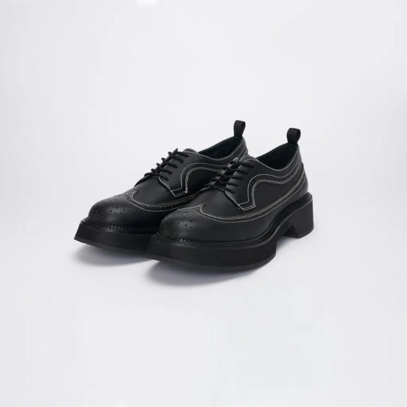 WINGTIP BROGUES SHOES BLACK / WHITE LINE 45mm厚底皮鞋 增高皮鞋推薦