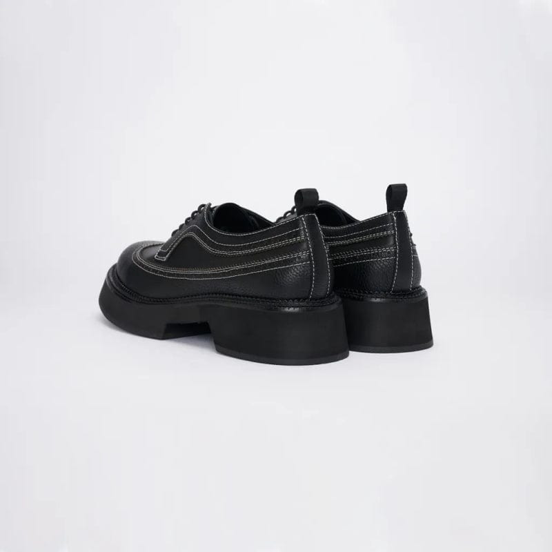 WINGTIP BROGUES SHOES BLACK / WHITE LINE 45mm厚底皮鞋 增高皮鞋推薦