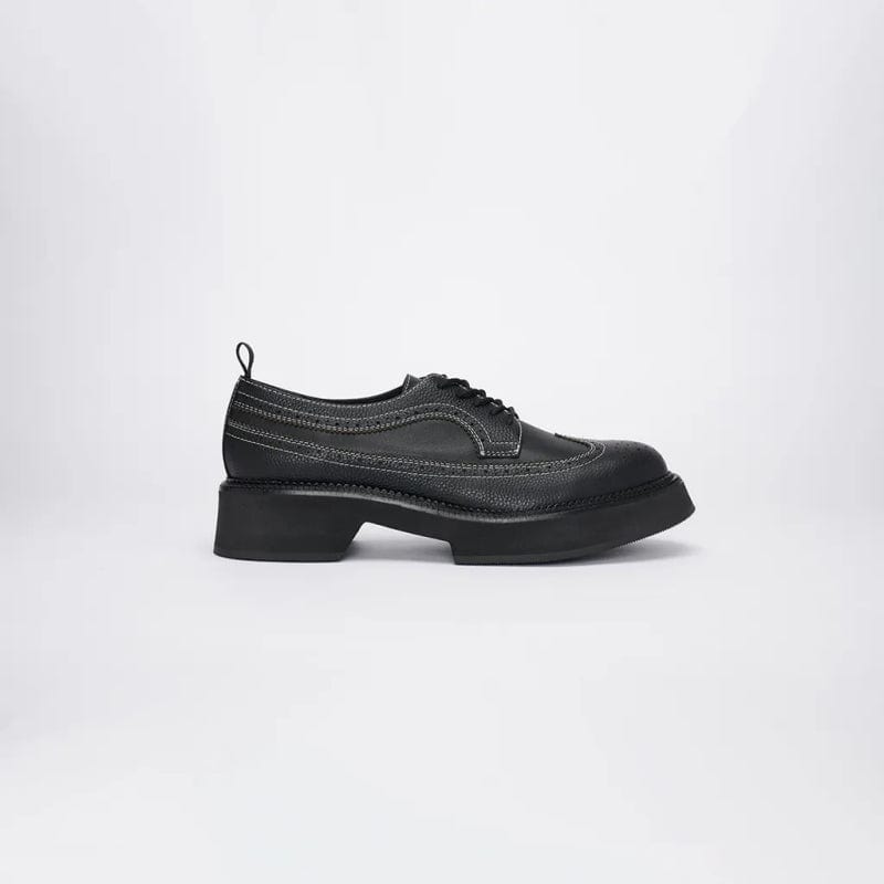 WINGTIP BROGUES SHOES BLACK / WHITE LINE 45mm厚底皮鞋 增高皮鞋推薦