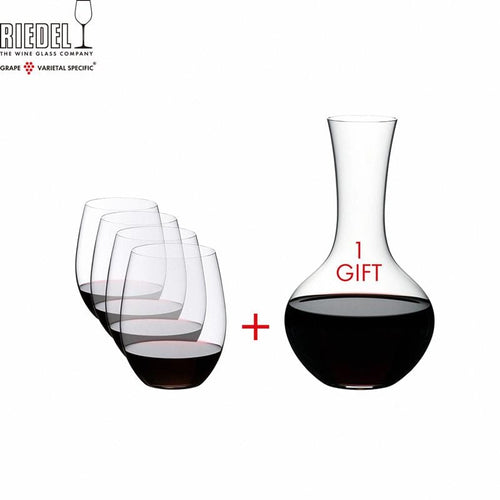 Riedel O Wine Tumbler 5件超值組-買紅酒杯4入，送醒酒瓶1只